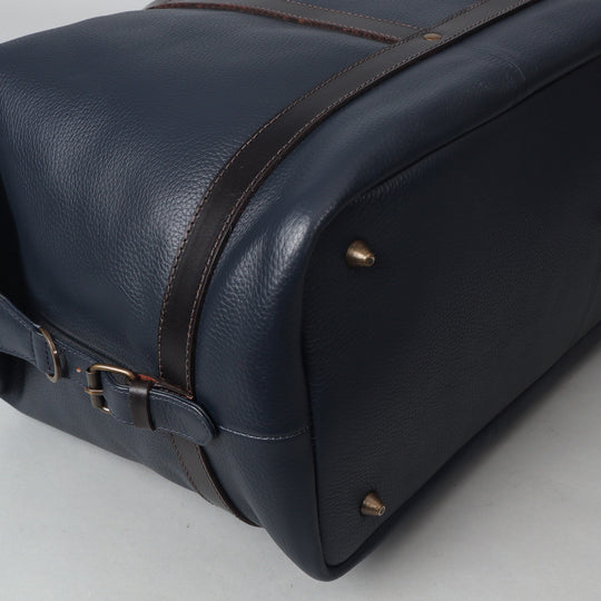 Navy leather travel bag for boys