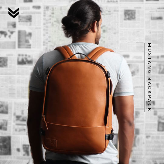 Leather backpack for mens