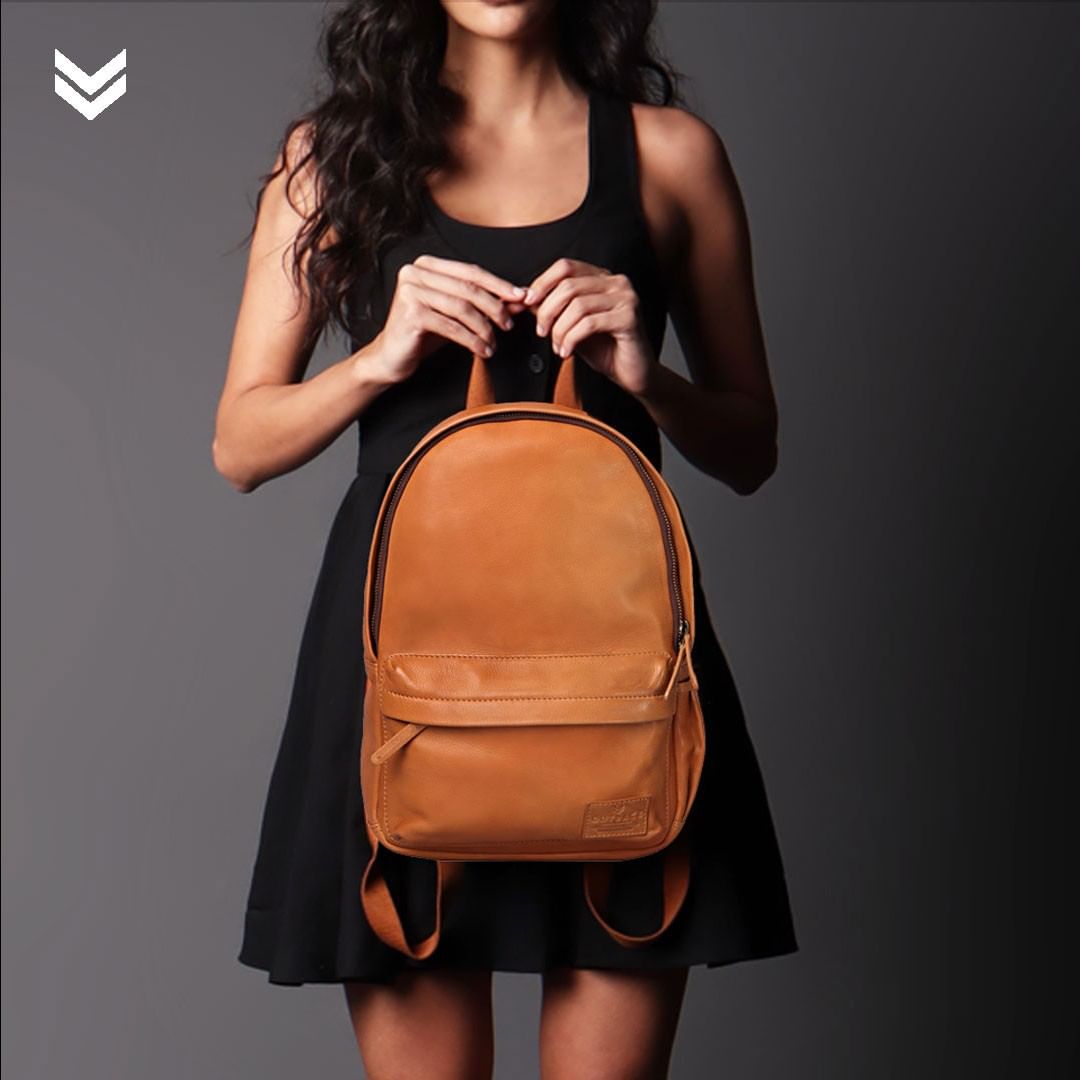 Mini leather laptop backpack for women