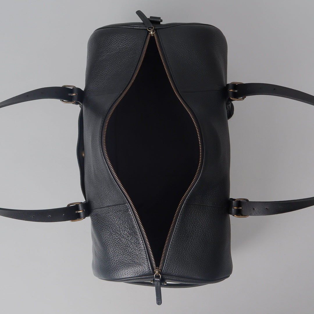 black leather gym duffle bag