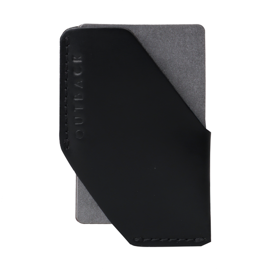Black leather card sleeve