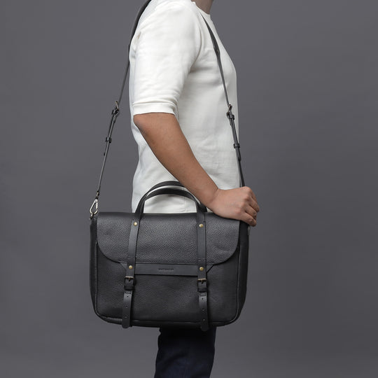 black office leather bags