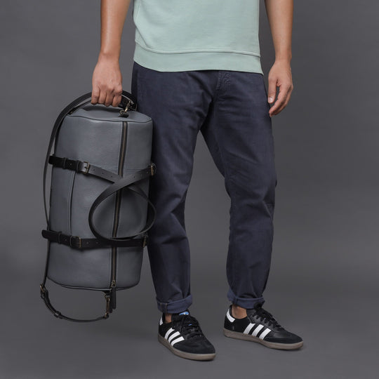 premium leather gym duffle bag for men