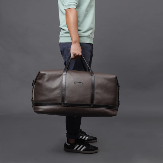 brown leather travel bag for men