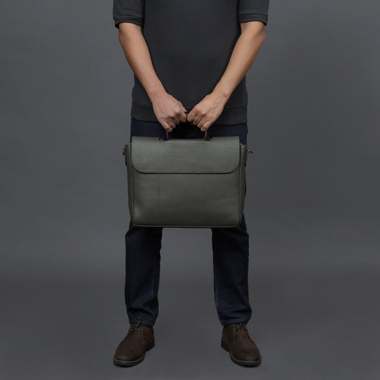 Green Leather briefcase bag